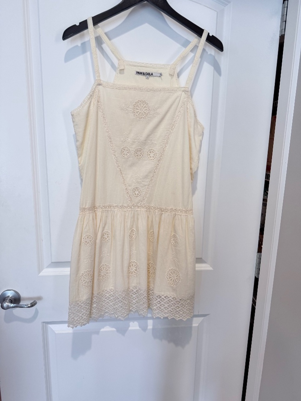 Pam and Gela - ivory embroidered cotton sundress-